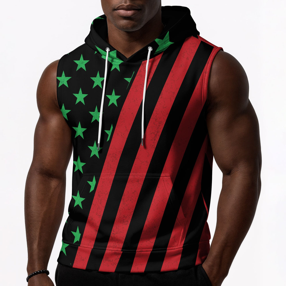 African American Flag Sleeveless Hoodie Sleeveless Hoodie Zootop Bear 