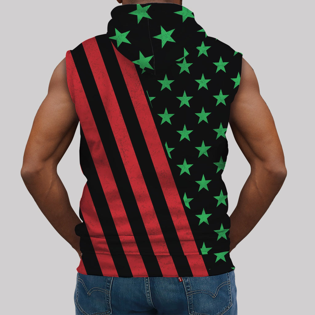 African American Flag Sleeveless Hoodie Sleeveless Hoodie Zootop Bear 