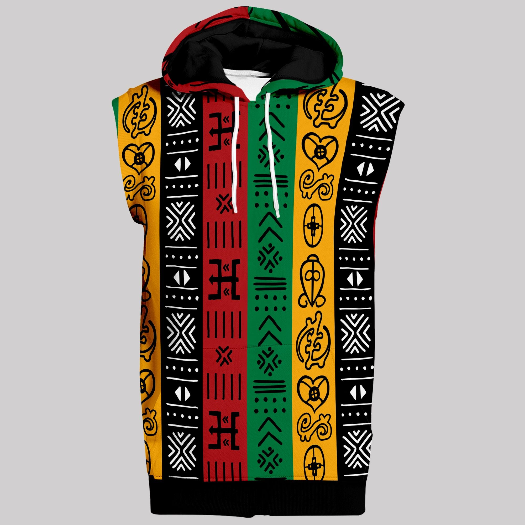 African Symbols in Pan African Colors Sleeveless Hoodie Sleeveless Hoodie Zootop Bear 