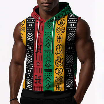 African Symbols in Pan African Colors Sleeveless Hoodie Sleeveless Hoodie Zootop Bear Pullover S 