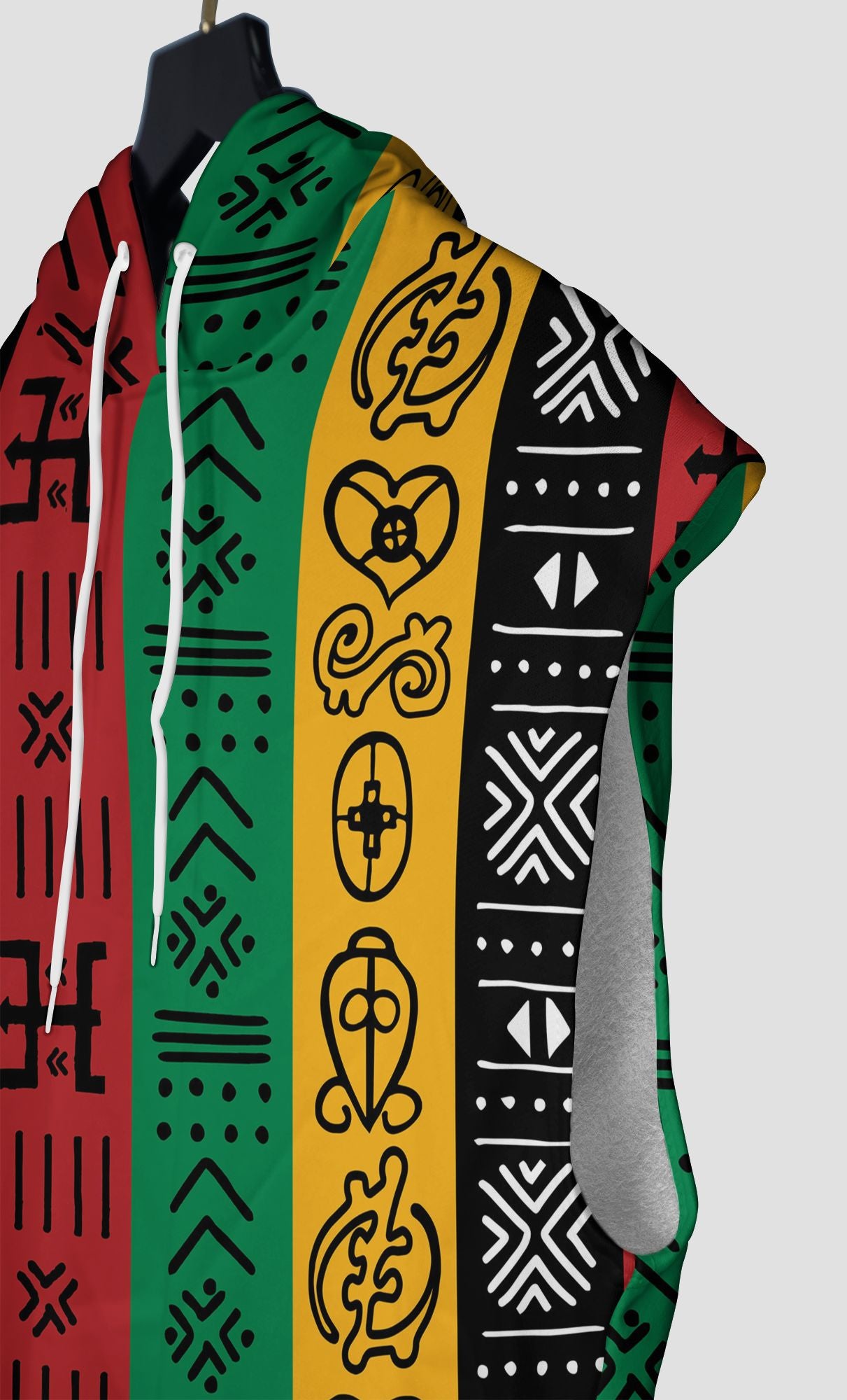 African Symbols in Pan African Colors Sleeveless Hoodie Sleeveless Hoodie Zootop Bear 