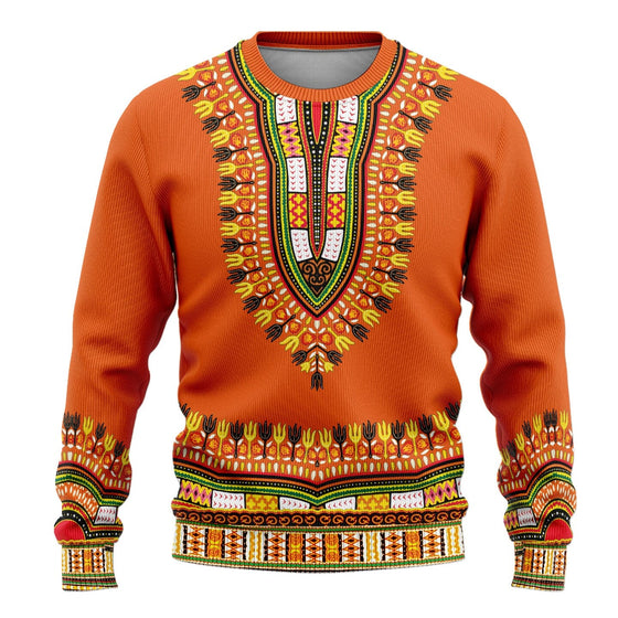 Printed Dashiki In Orange Sweatshirt Sweatshirt Tianci