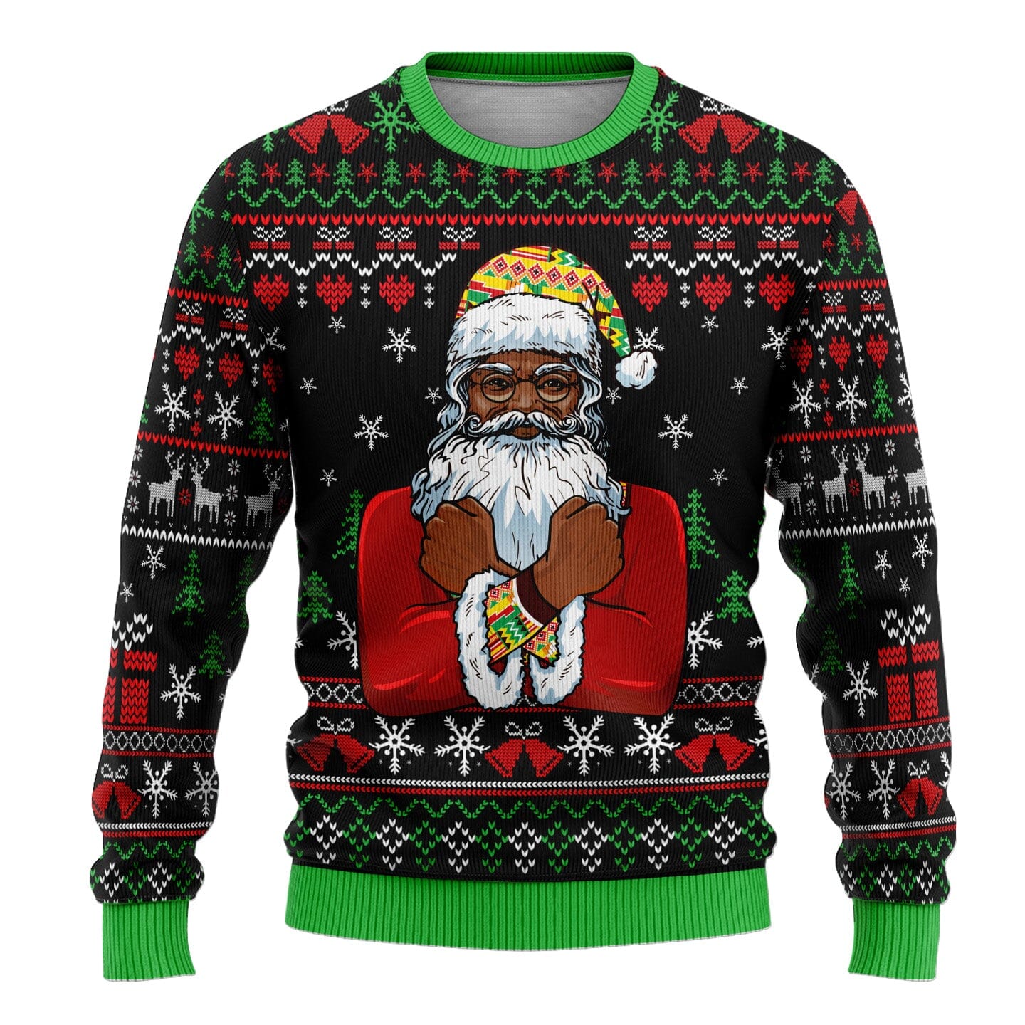 Mr. and Mrs. Santa With African Traditional Costume Ugly Sweatshirt Sweatshirt Tianci Santa Claus S 