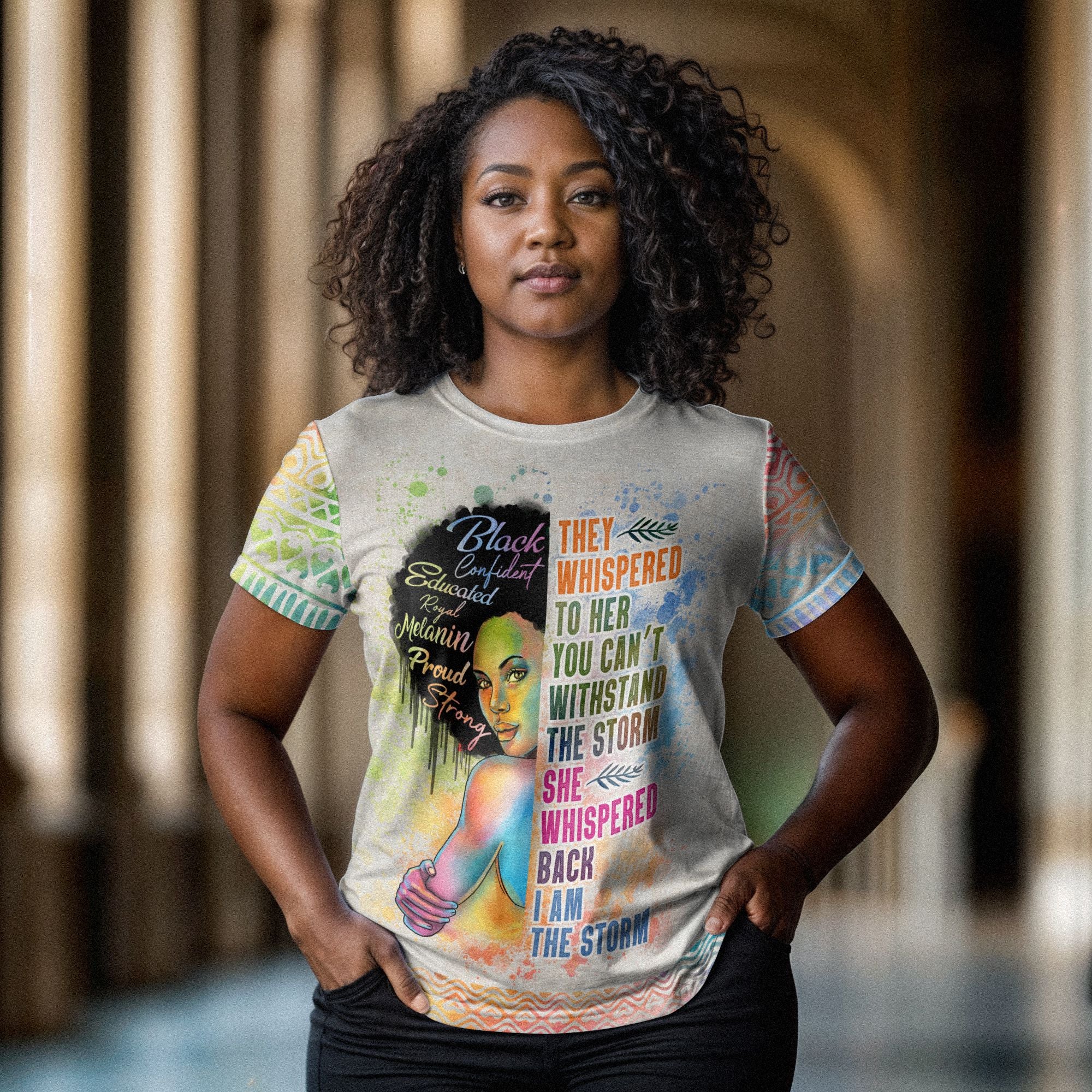 Black Girl I Am The Storm T-shirt AOP Tee Tianci 