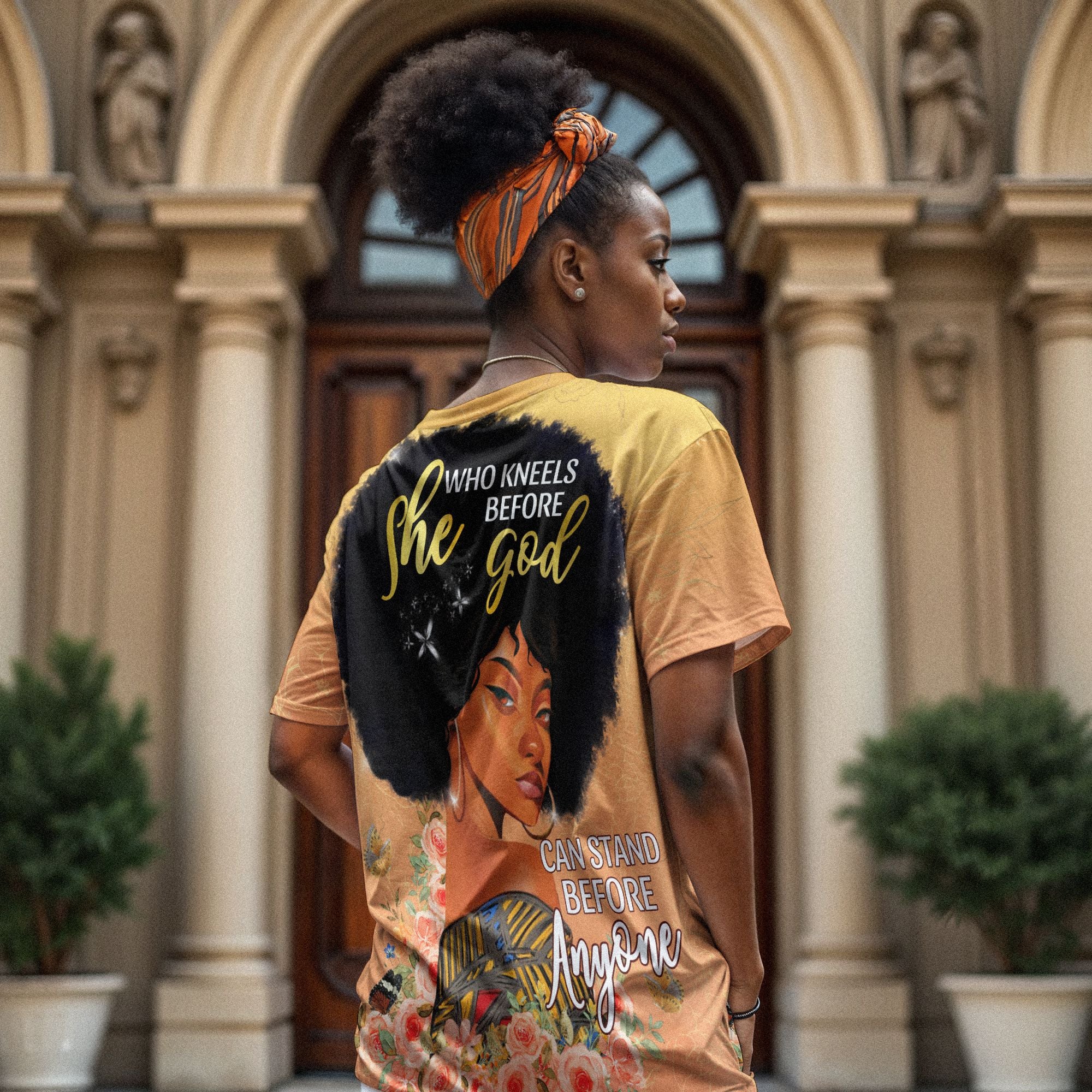She Who Kneels Before God T-shirt AOP Tee Tianci 