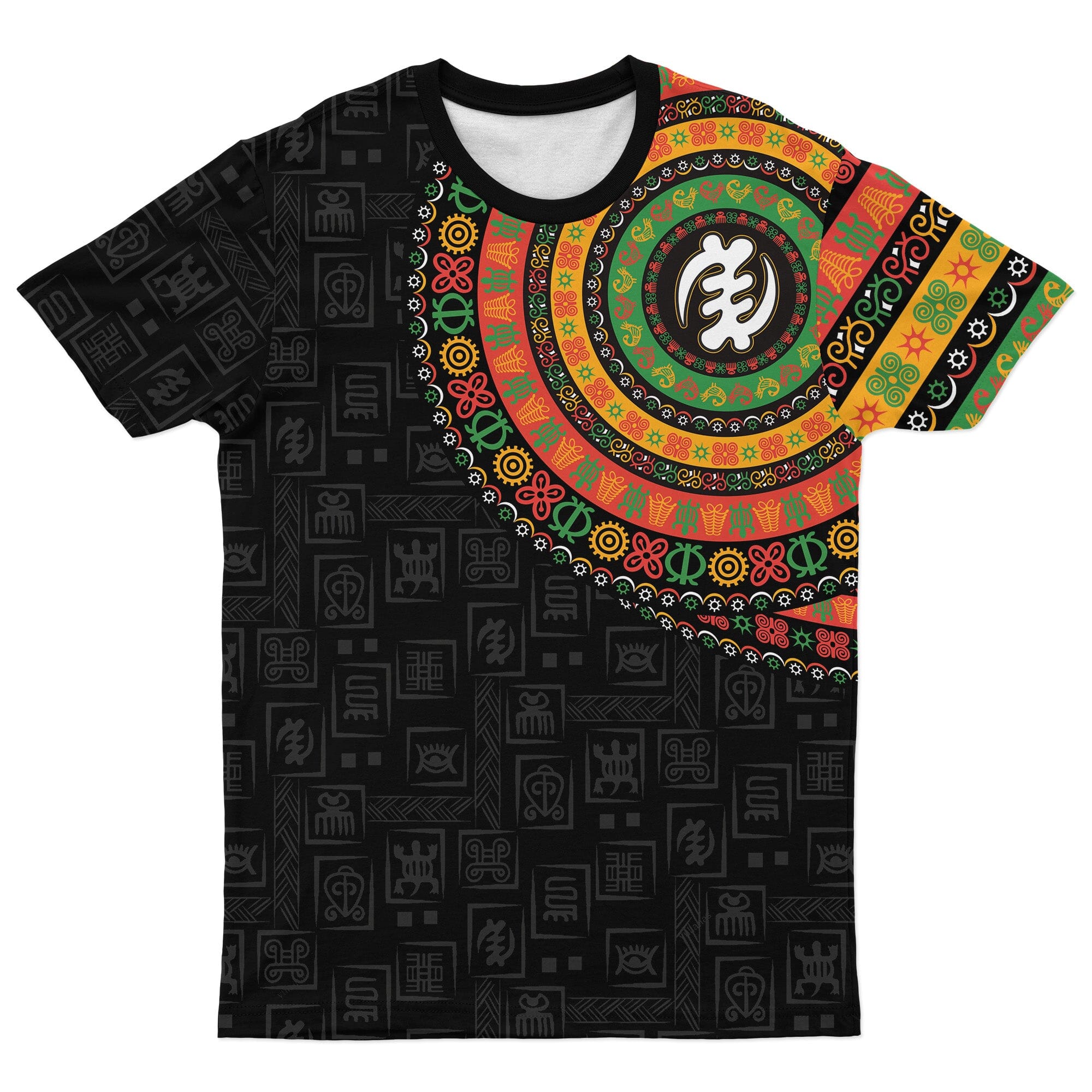 Adinkra Symbols Print Sleeve T-shirt AOP Tee Tianci 