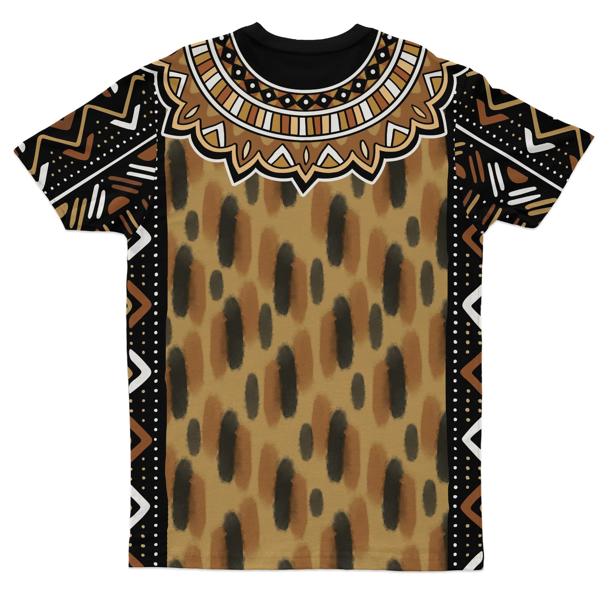 Printed Mud Cloth and Adinkra Symbol T-shirt AOP Tee Tianci 