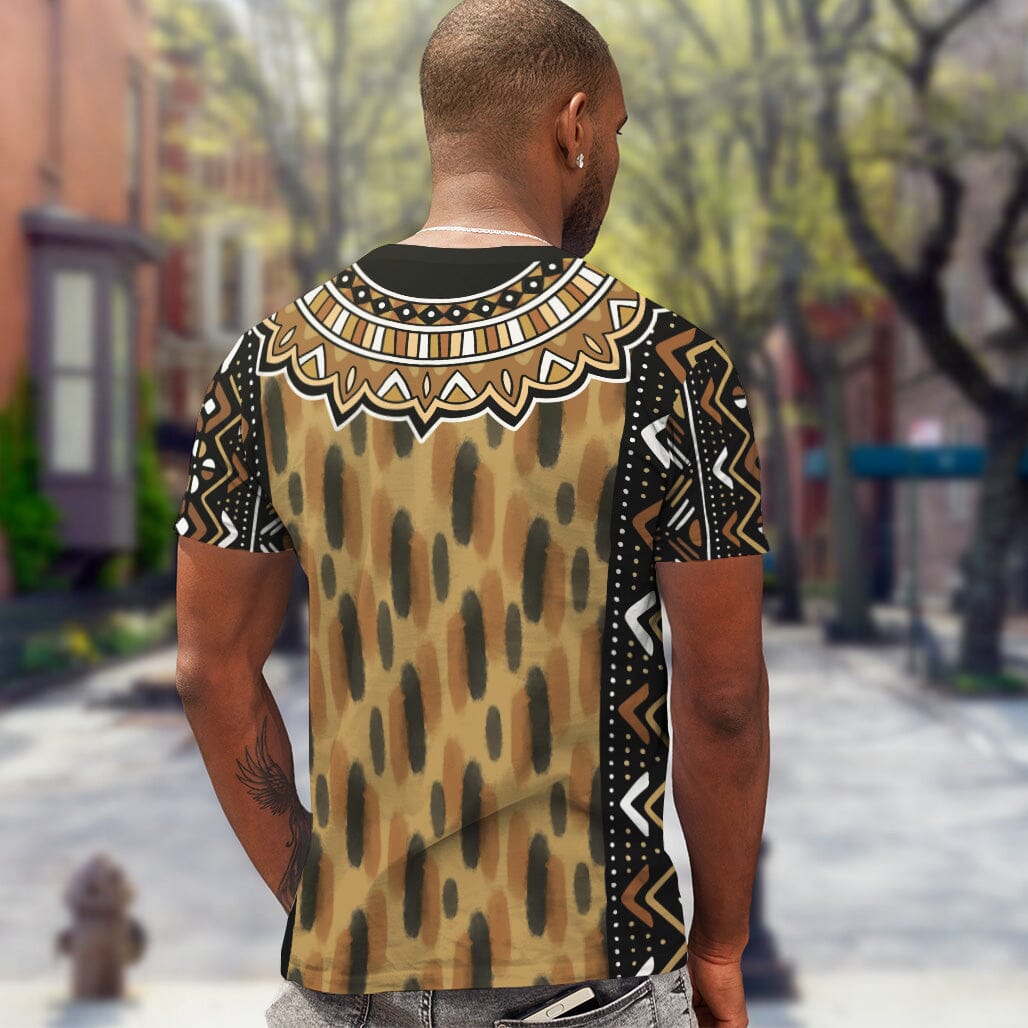 Printed Mud Cloth and Adinkra Symbol T-shirt AOP Tee Tianci 