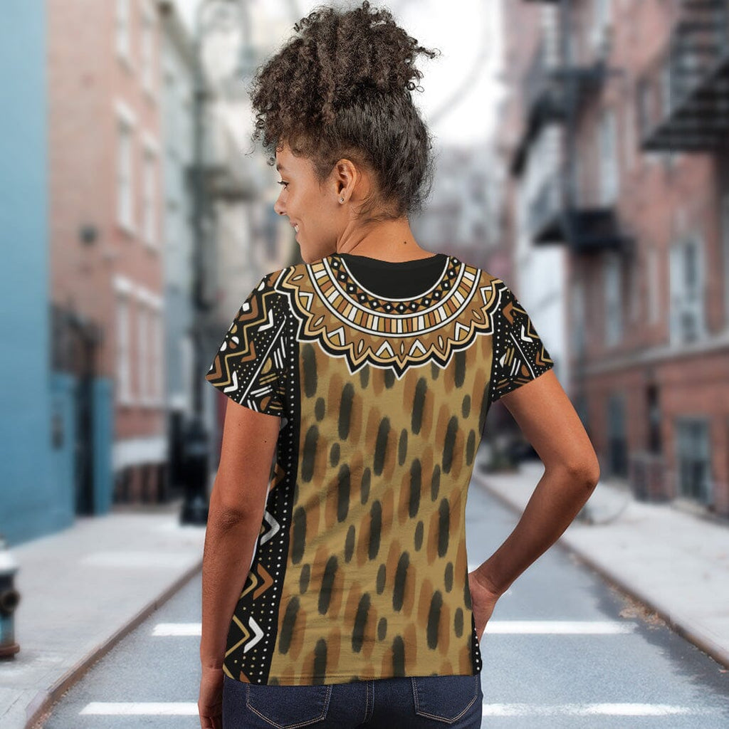 Printed Mud Cloth and Adinkra Symbol T-shirt AOP Tee Tianci 