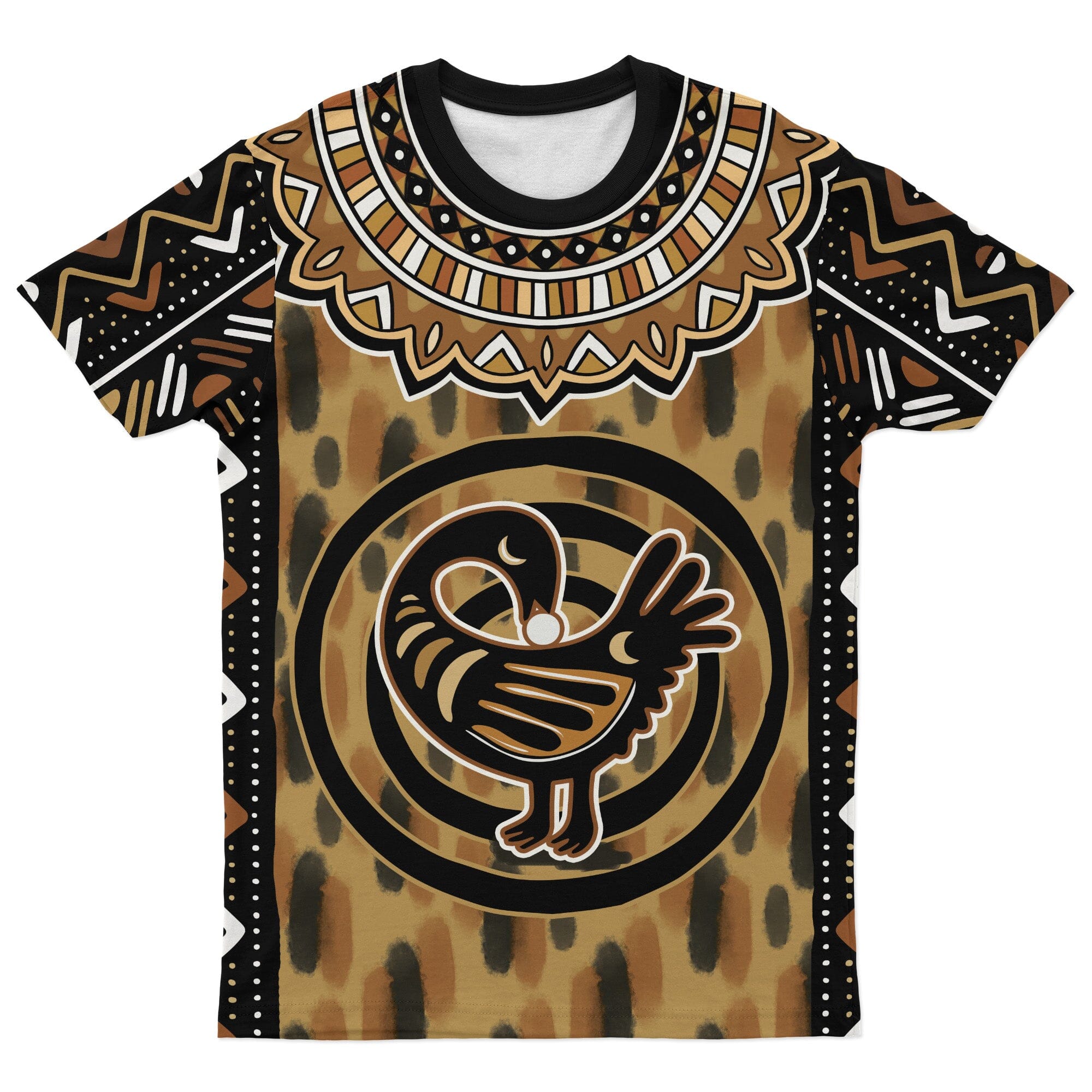 Printed Mud Cloth and Adinkra Symbol T-shirt AOP Tee Tianci 