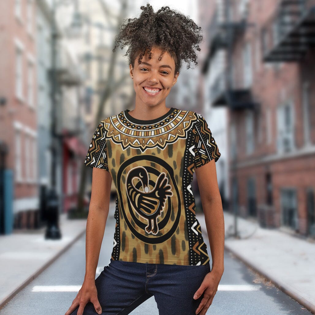 Printed Mud Cloth and Adinkra Symbol T-shirt AOP Tee Tianci 