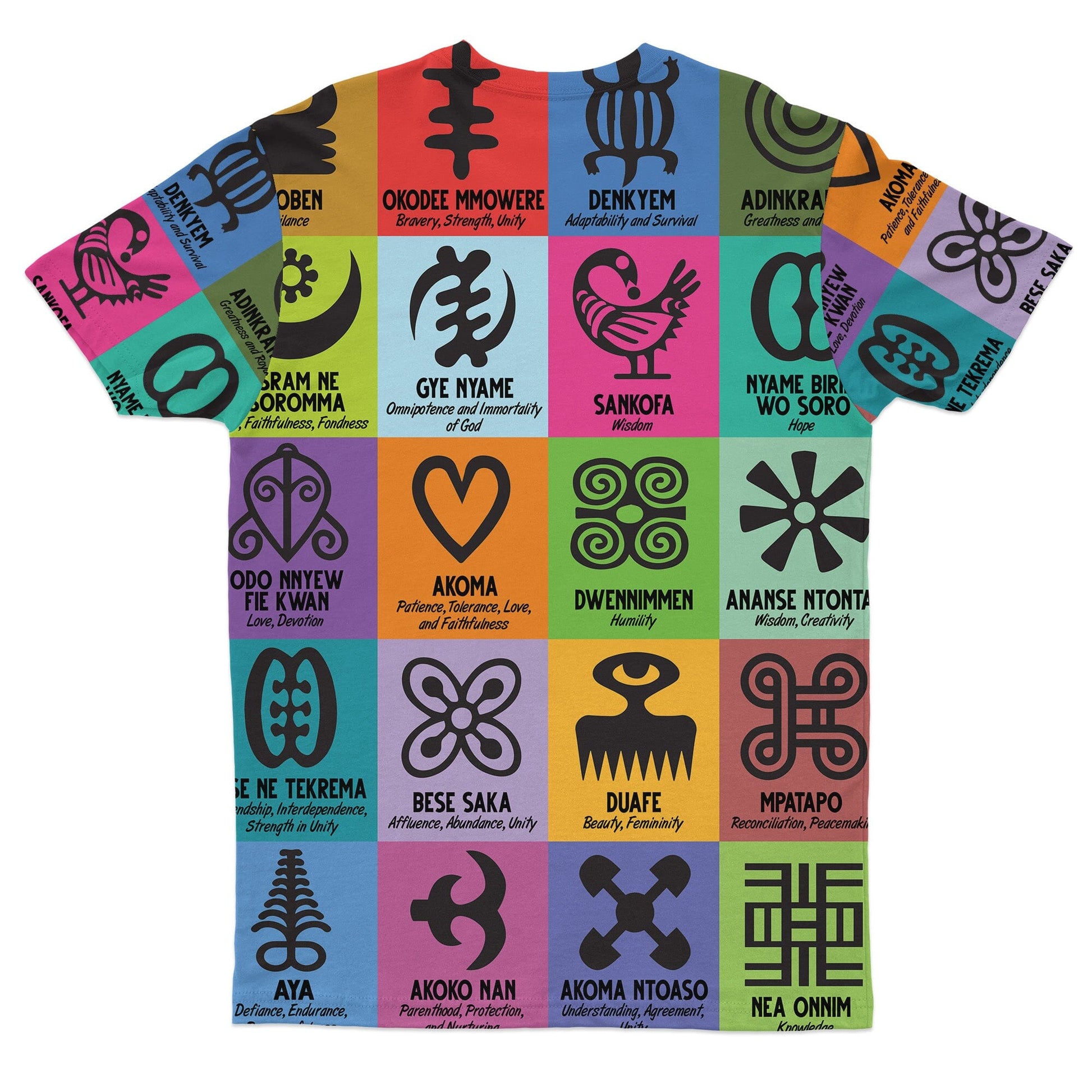 Multi Color Adinkra Symbols T-shirt AOP Tee Tianci 
