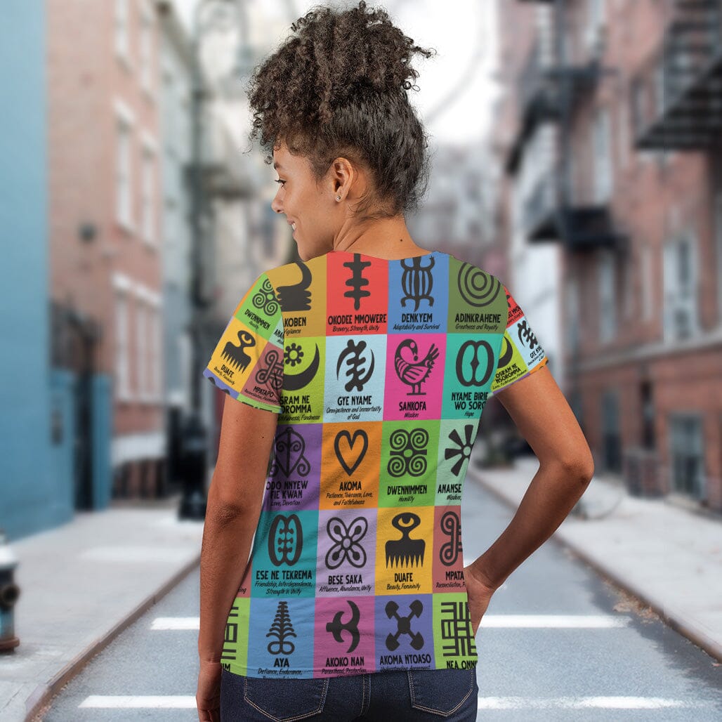 Multi Color Adinkra Symbols T-shirt AOP Tee Tianci 