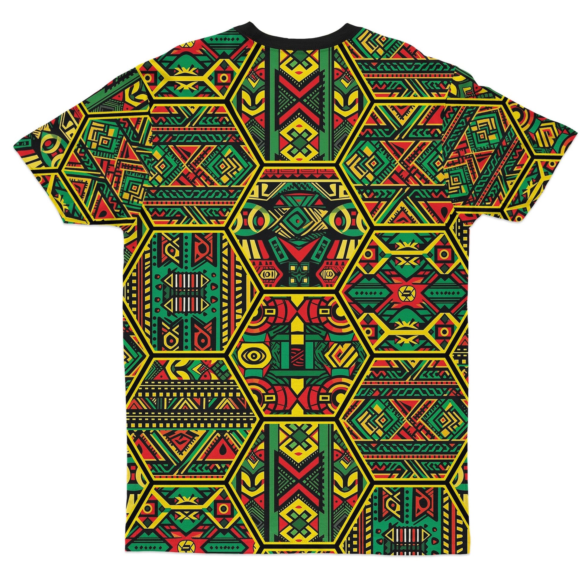 Hexagon African Patterns in Pan-African Colors T-shirt AOP Tee Tianci 