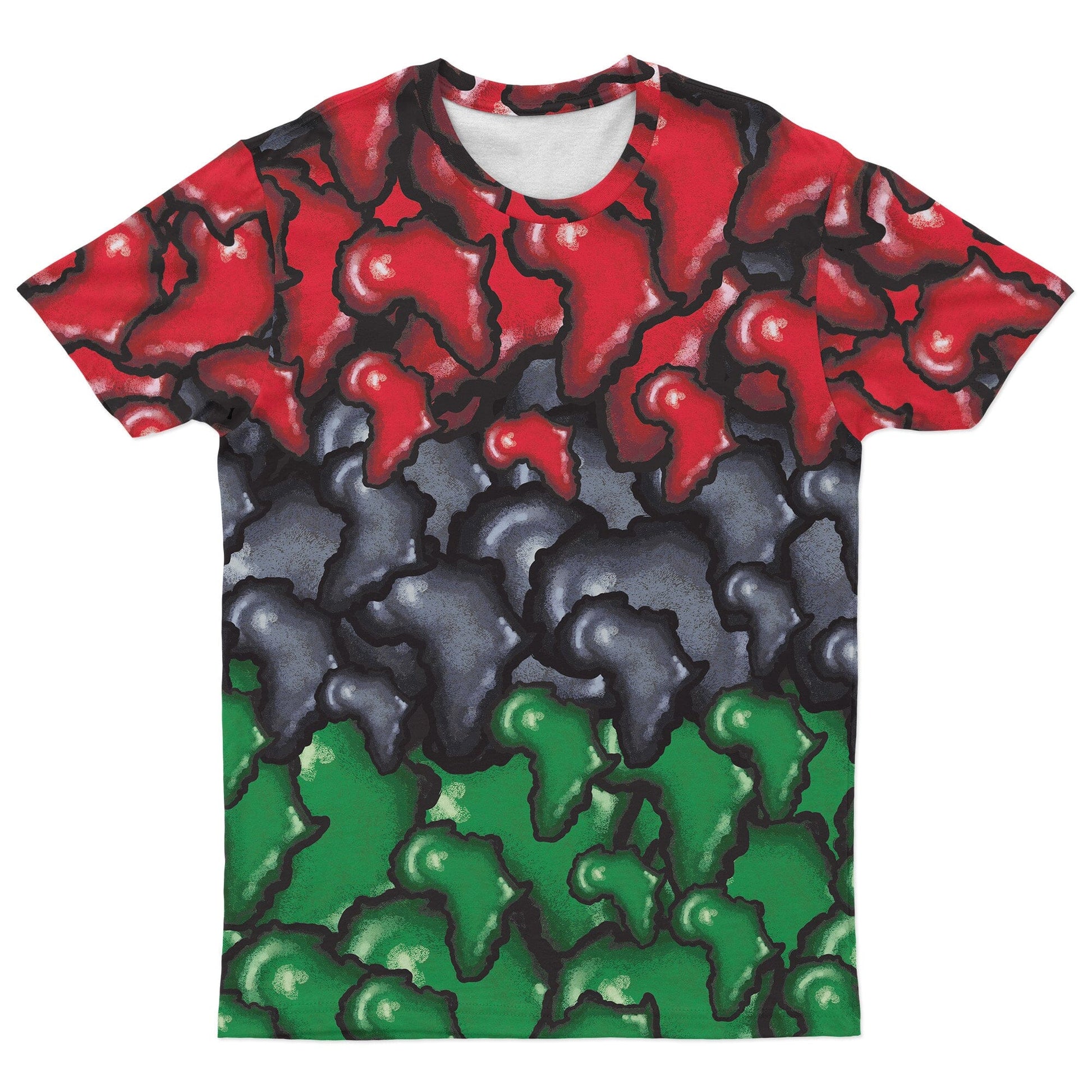 Africa-Shaped In Pan-African Colors T-shirt AOP Tee Tianci 