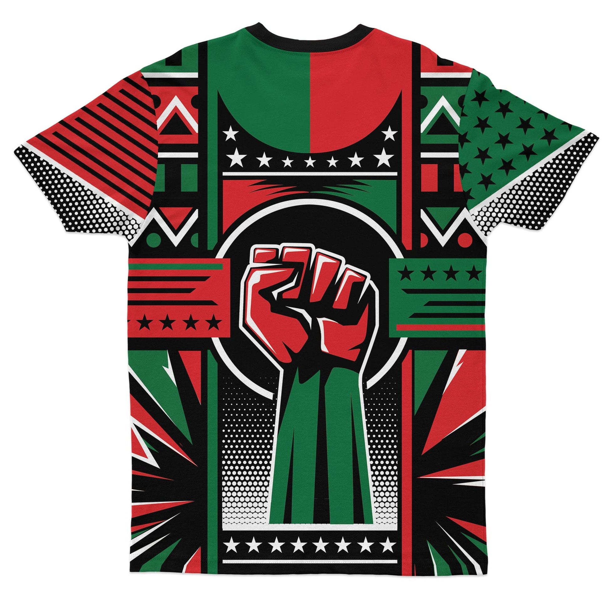 Power Fist And Patterns In Pan African Colors T-shirt AOP Tee Tianci 