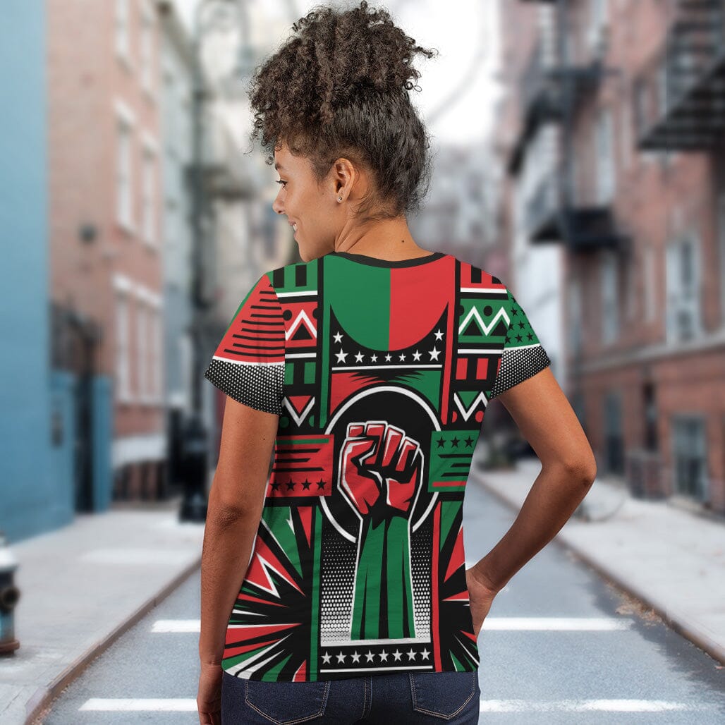 Power Fist And Patterns In Pan African Colors T-shirt AOP Tee Tianci 