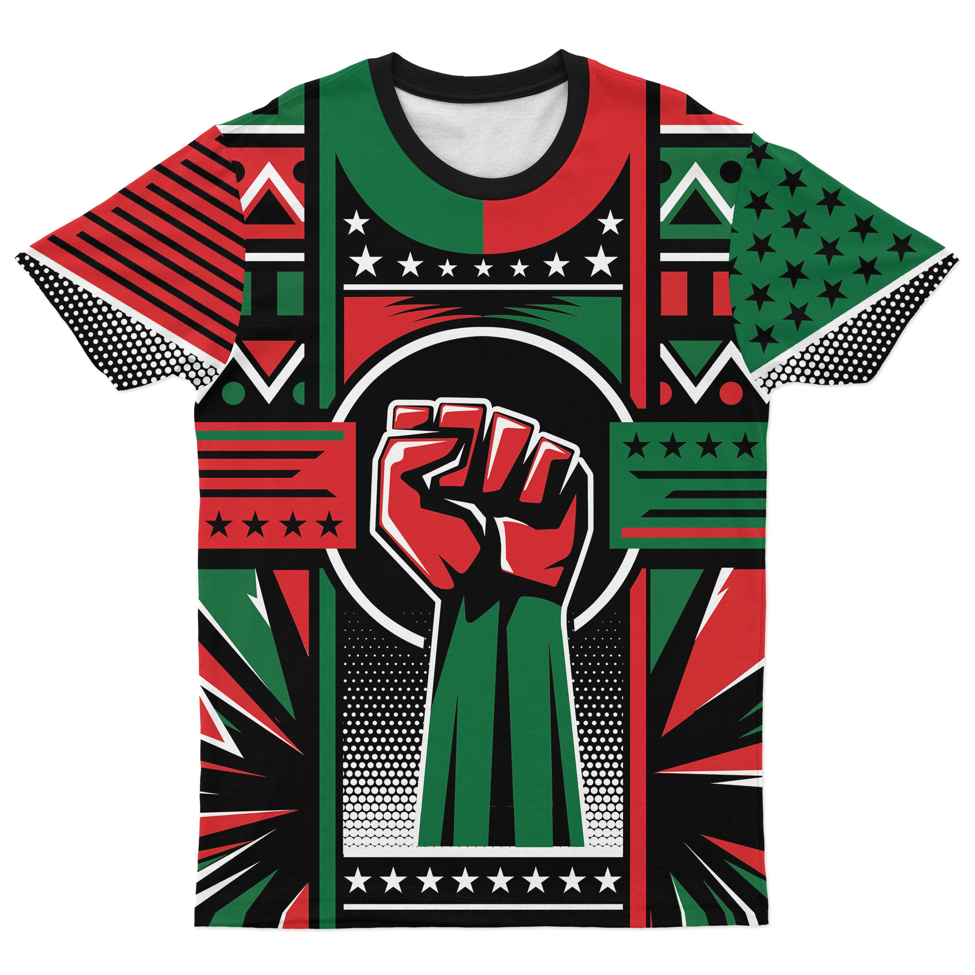 Power Fist And Patterns In Pan African Colors T-shirt