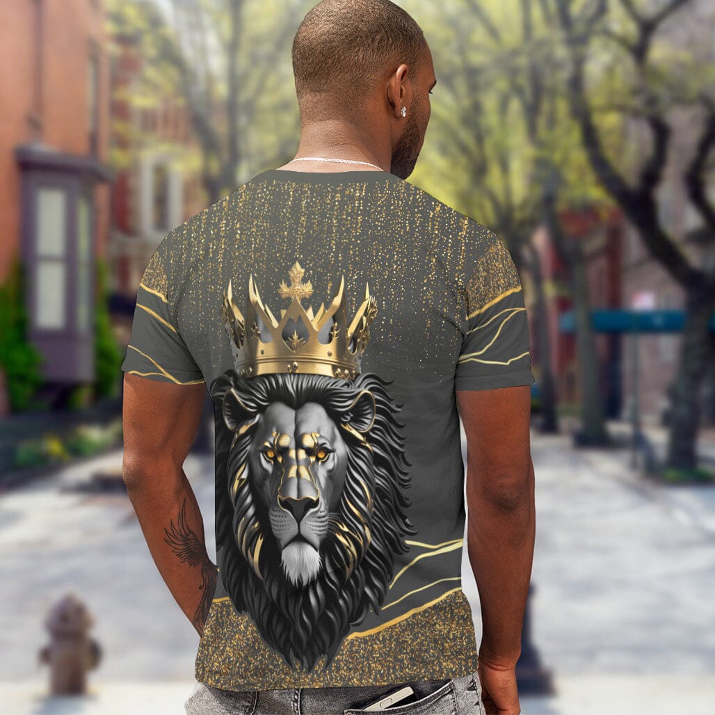 Black and Gold Lion T-shirt AOP Tee Tianci 