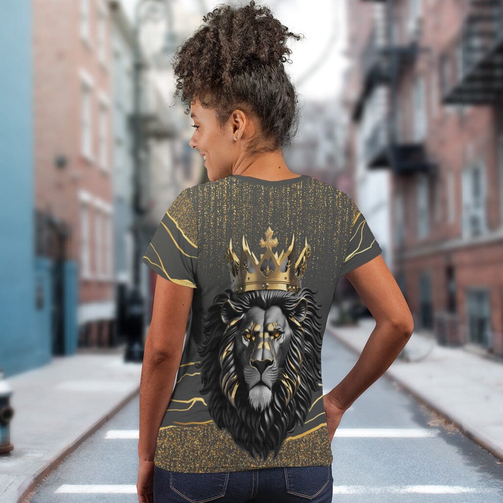 Black and Gold Lion T-shirt AOP Tee Tianci 