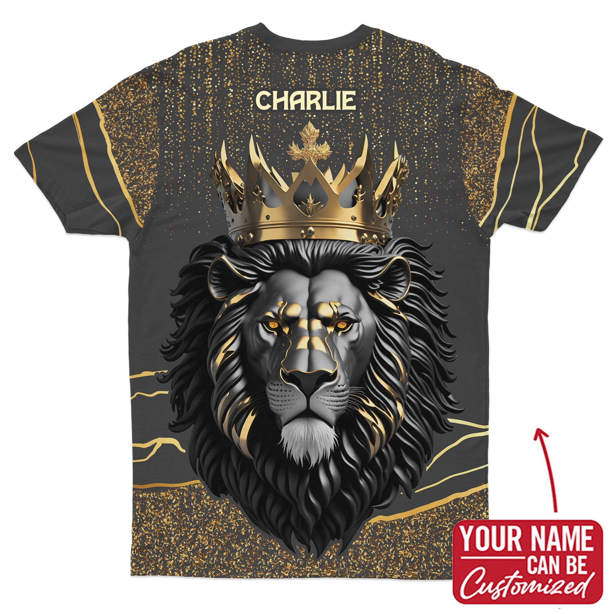 Black and Gold Lion T-shirt AOP Tee Tianci 