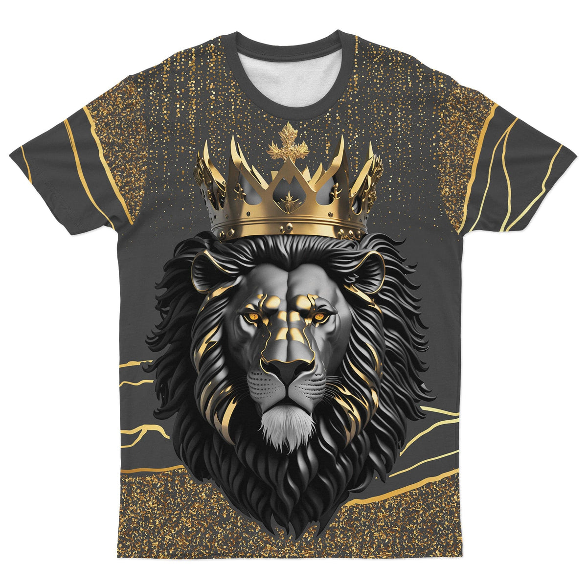 Black and Gold Lion T-shirt AOP Tee Tianci 