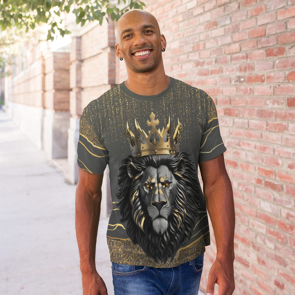 Black and Gold Lion T-shirt AOP Tee Tianci 