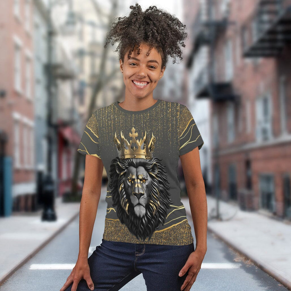 Black and Gold Lion T-shirt AOP Tee Tianci 