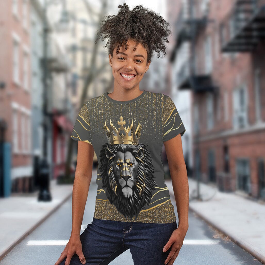 Black and Gold Lion T-shirt AOP Tee Tianci 