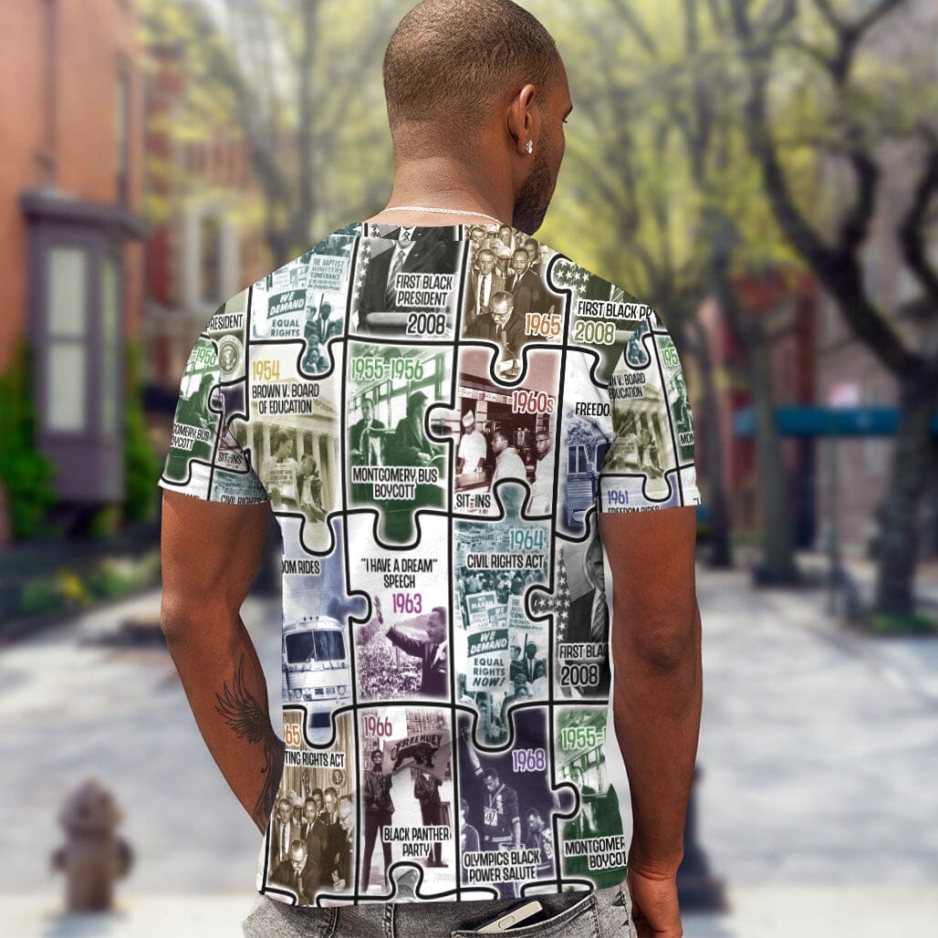 The Civil Rights Journey in Puzzle T-shirt AOP Tee Tianci 