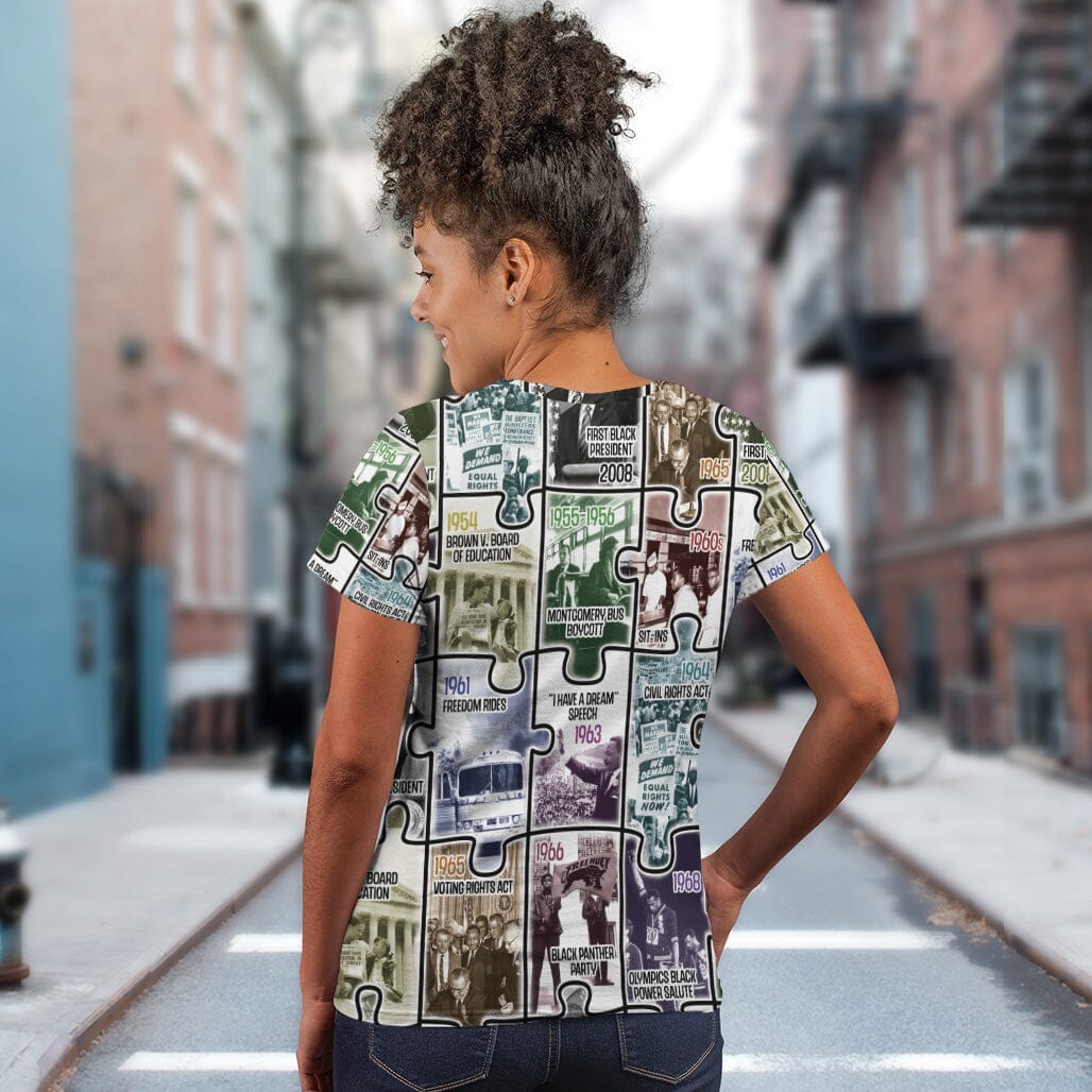 The Civil Rights Journey in Puzzle T-shirt AOP Tee Tianci 