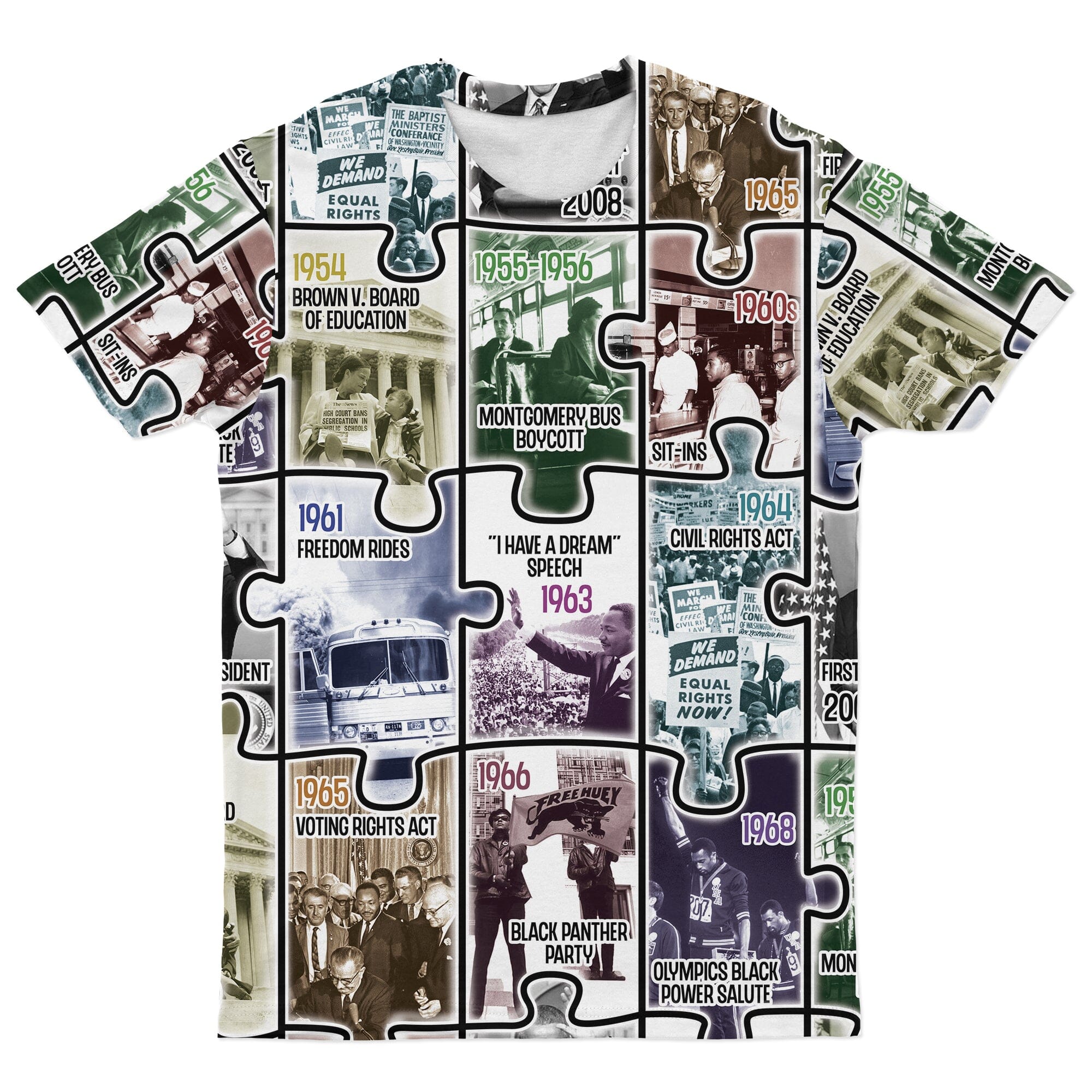 The Civil Rights Journey in Puzzle T-shirt AOP Tee Tianci 