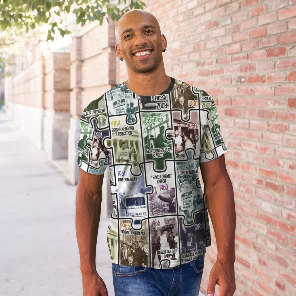 The Civil Rights Journey in Puzzle T-shirt AOP Tee Tianci 