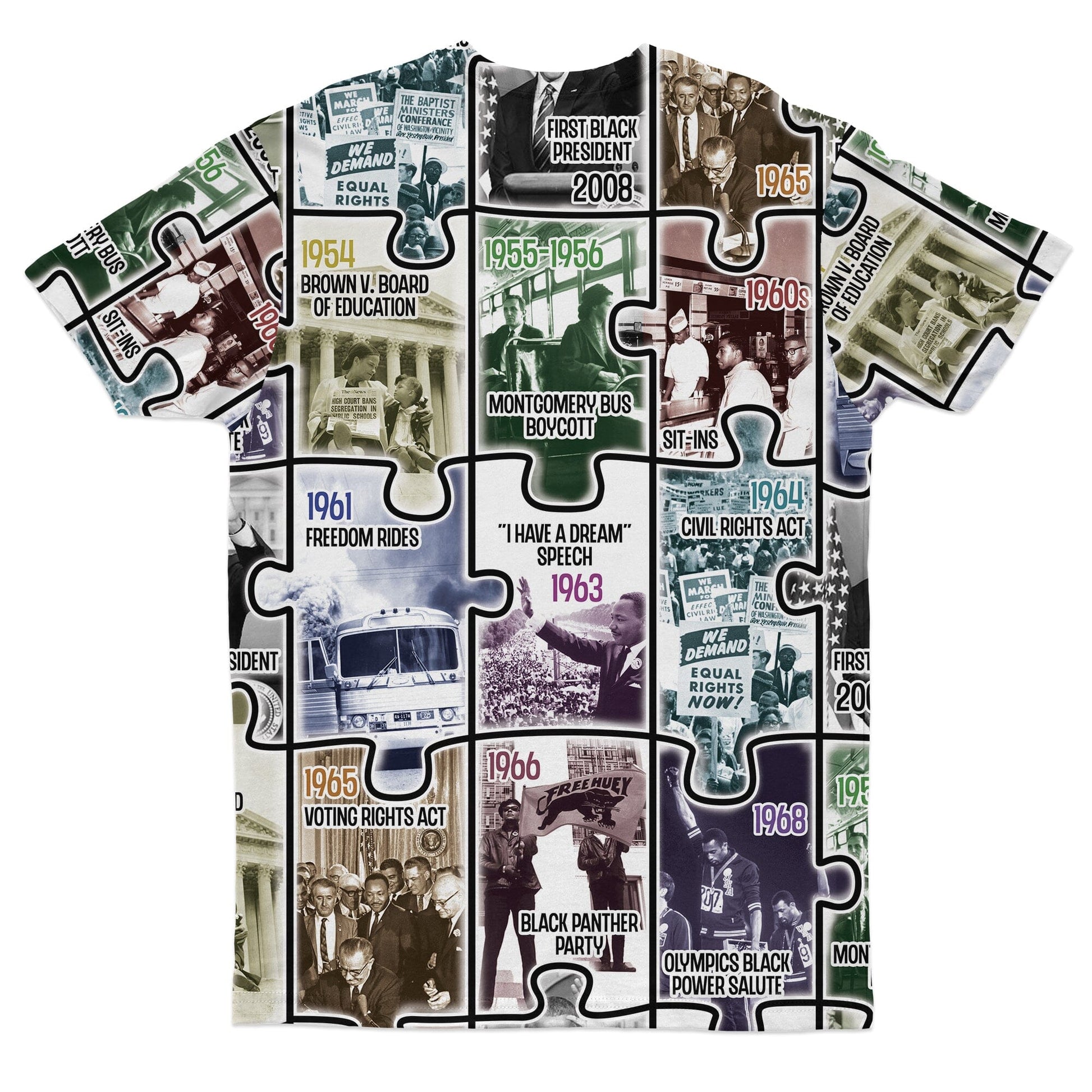 The Civil Rights Journey in Puzzle T-shirt AOP Tee Tianci 