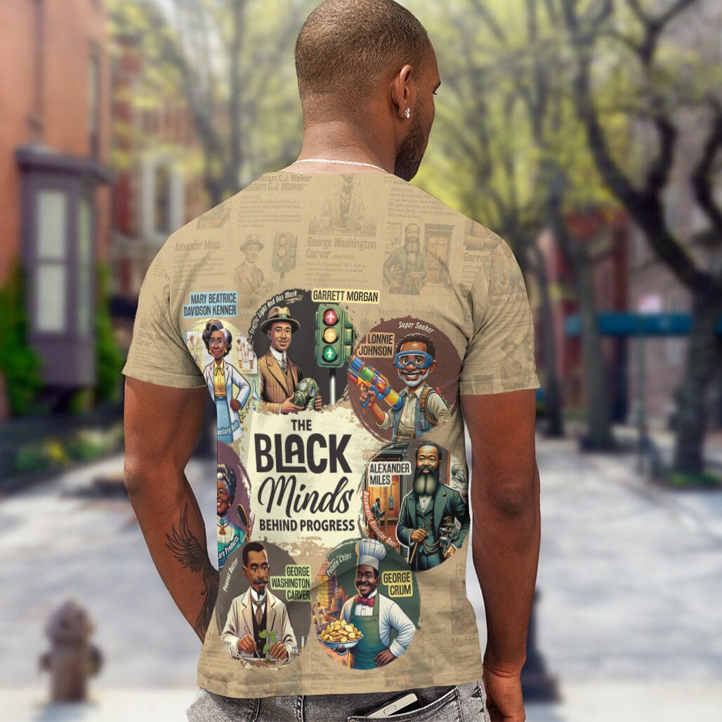 The Black Minds Behind Progress T-shirt AOP Tee Tianci 