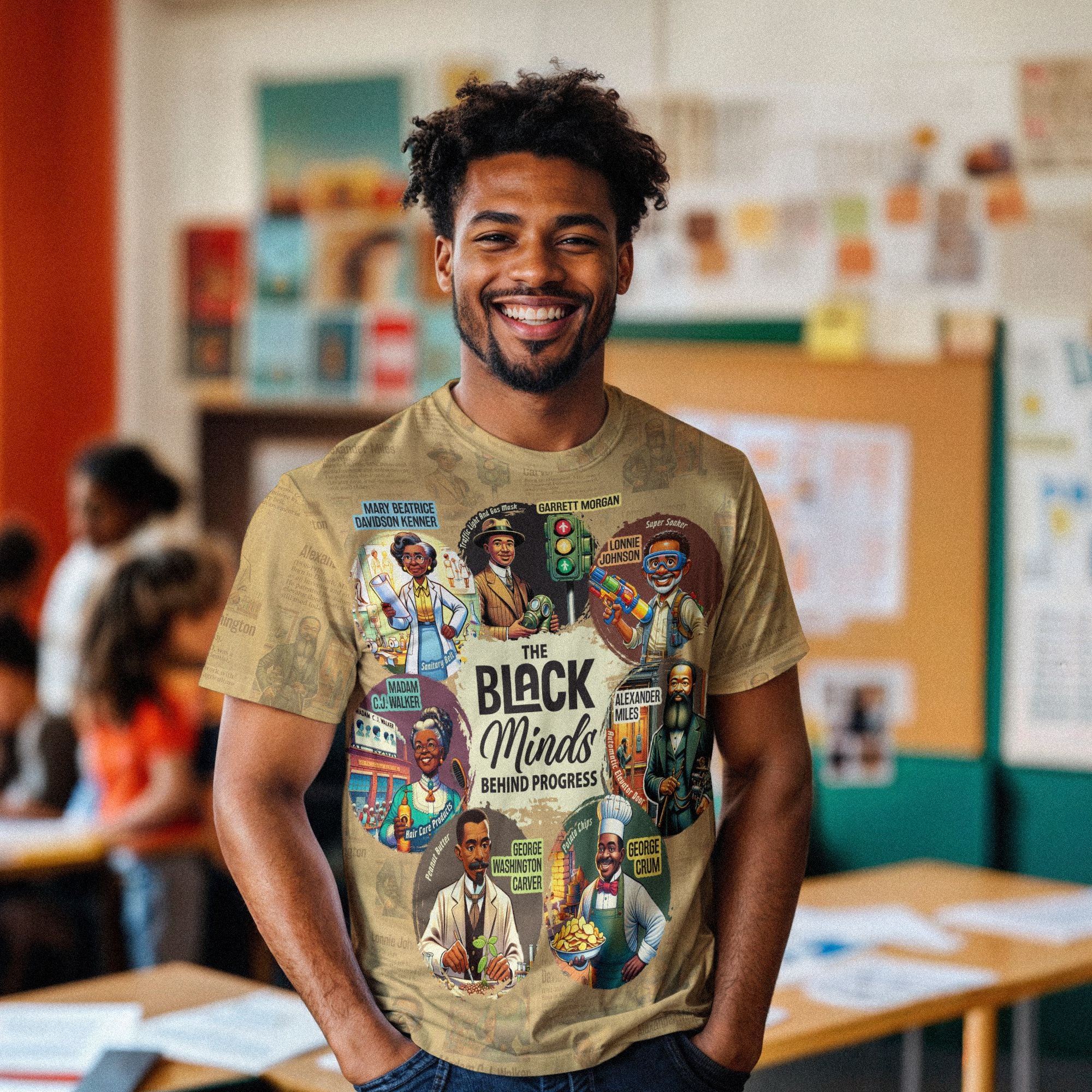 The Black Minds Behind Progress T-shirt AOP Tee Tianci 