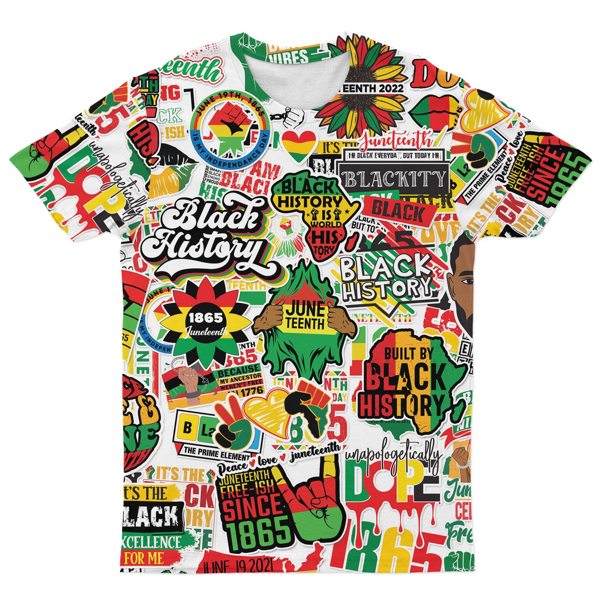 Juneteenth Stickers T-shirt AOP Tee Tianci 