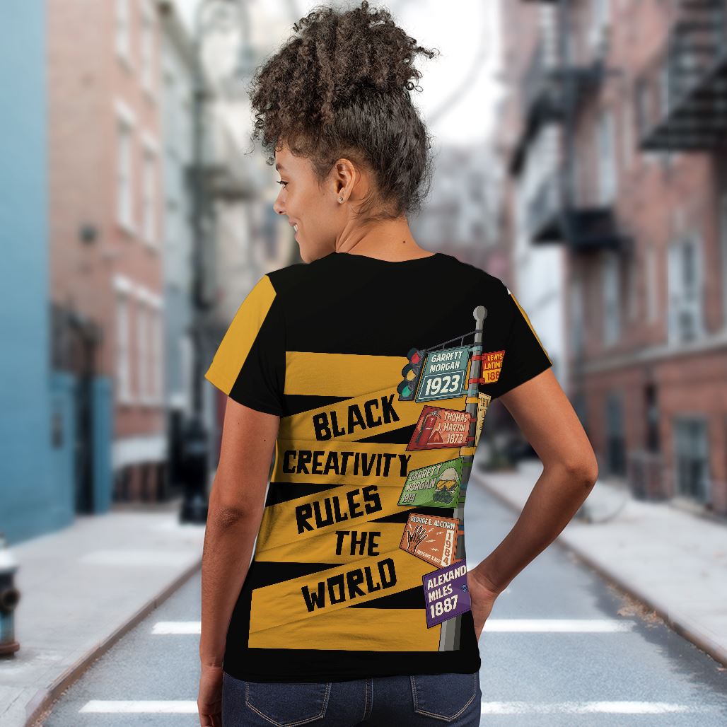 Black Creativity Rules The World T-shirt AOP Tee Tianci 