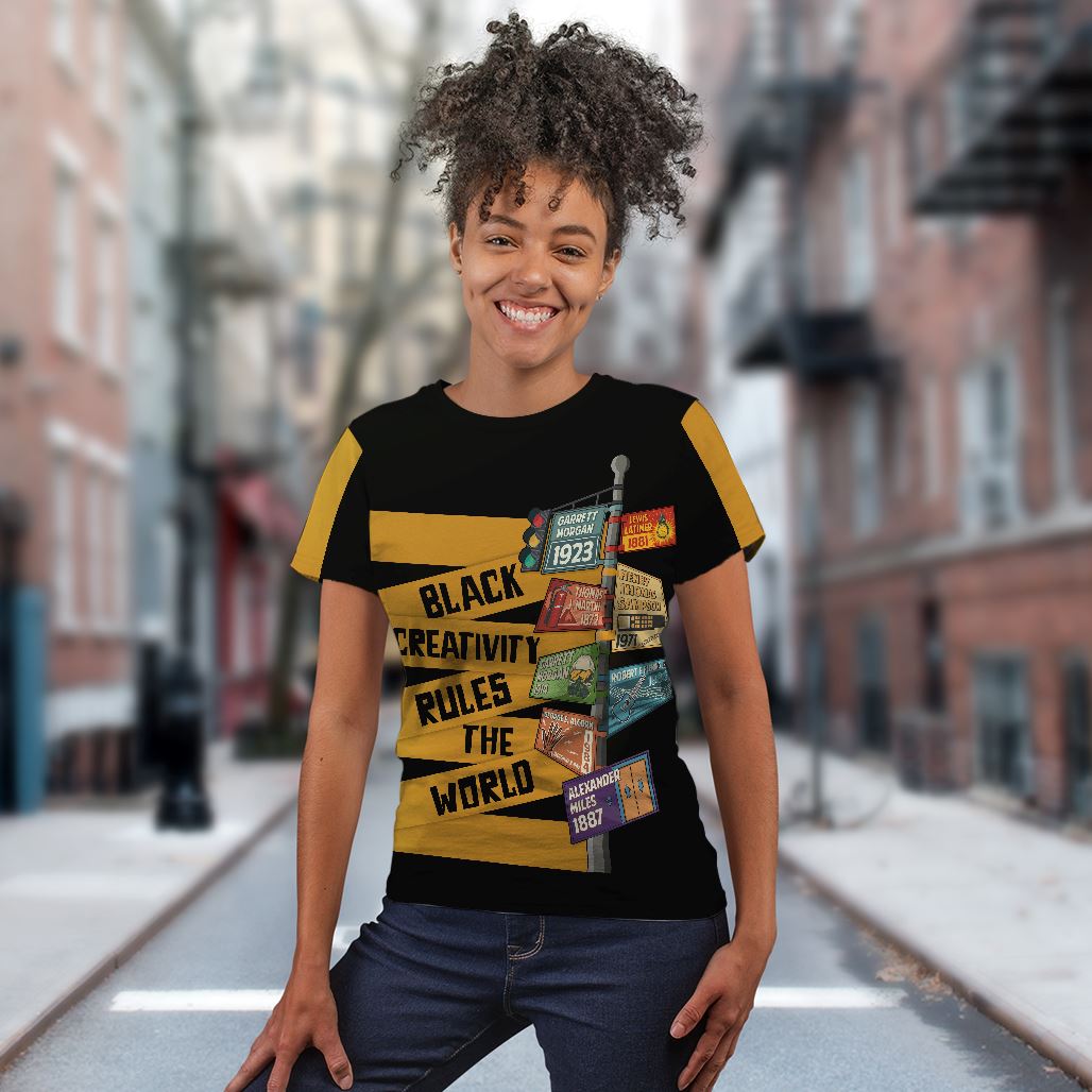 Black Creativity Rules The World T-shirt AOP Tee Tianci 