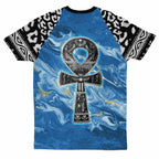 Ankh On Blue Marble T-shirt AOP Tee Tianci 