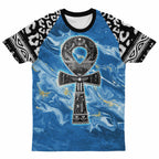 Ankh On Blue Marble T-shirt AOP Tee Tianci 