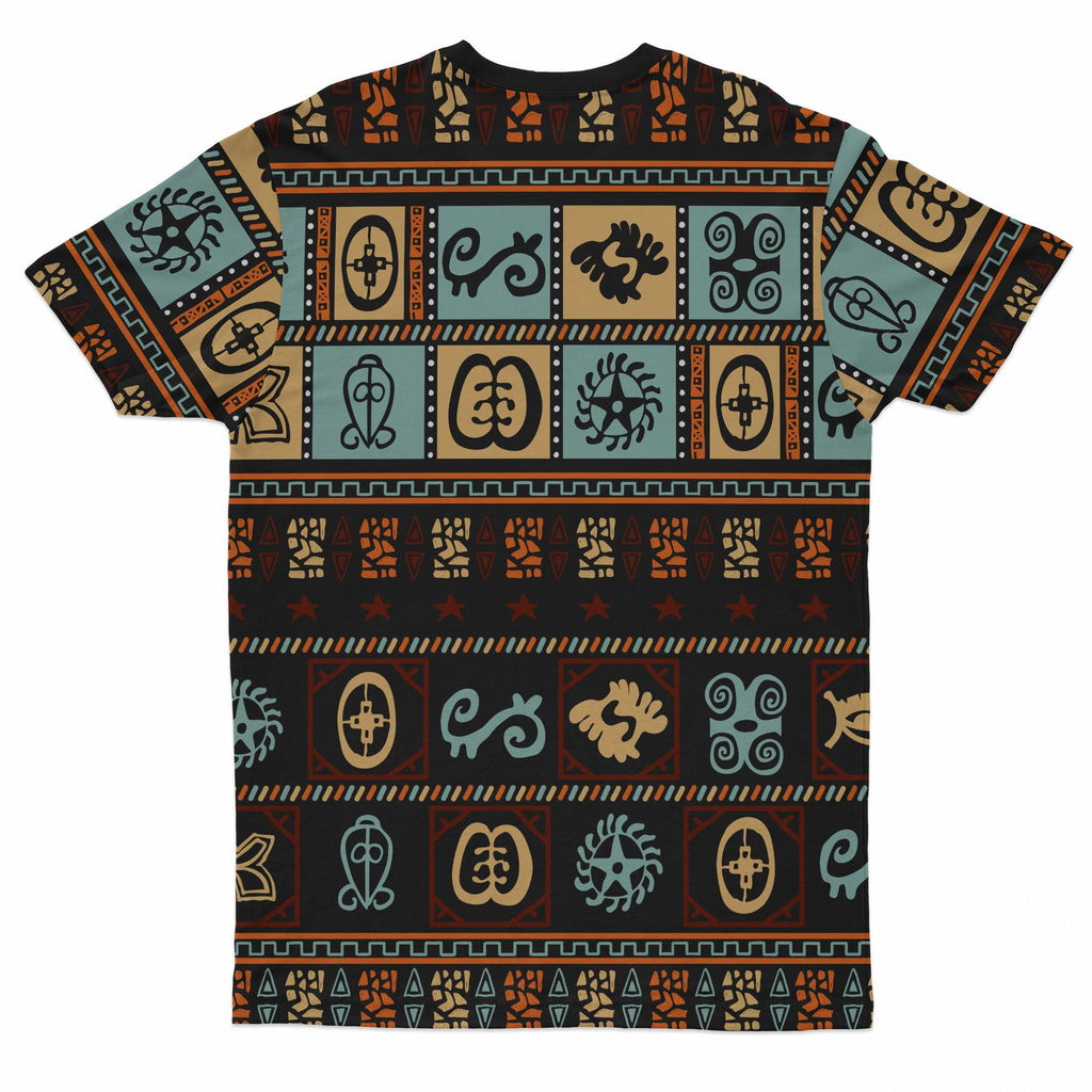 Vintage Adinkra Symbols T-shirt AOP Tee Tianci 