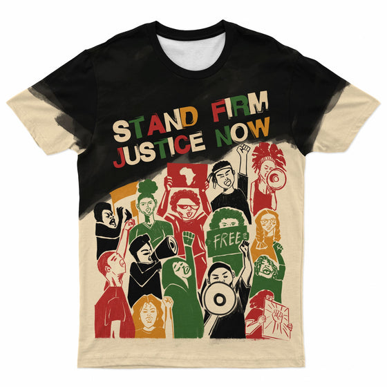 Stand Firm Justice Now T-shirt AOP Tee Tianci
