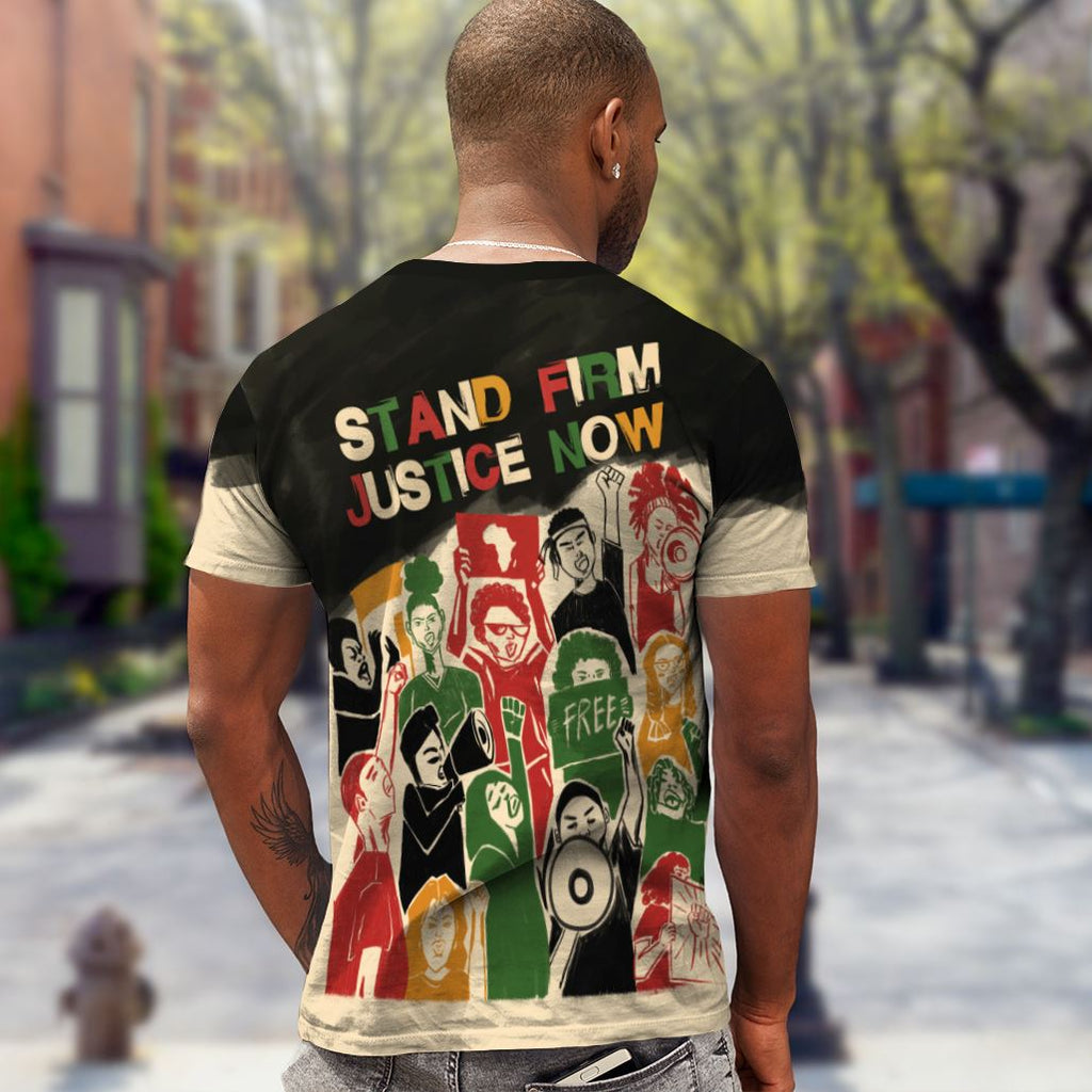 Stand Firm Justice Now T-shirt AOP Tee Tianci 