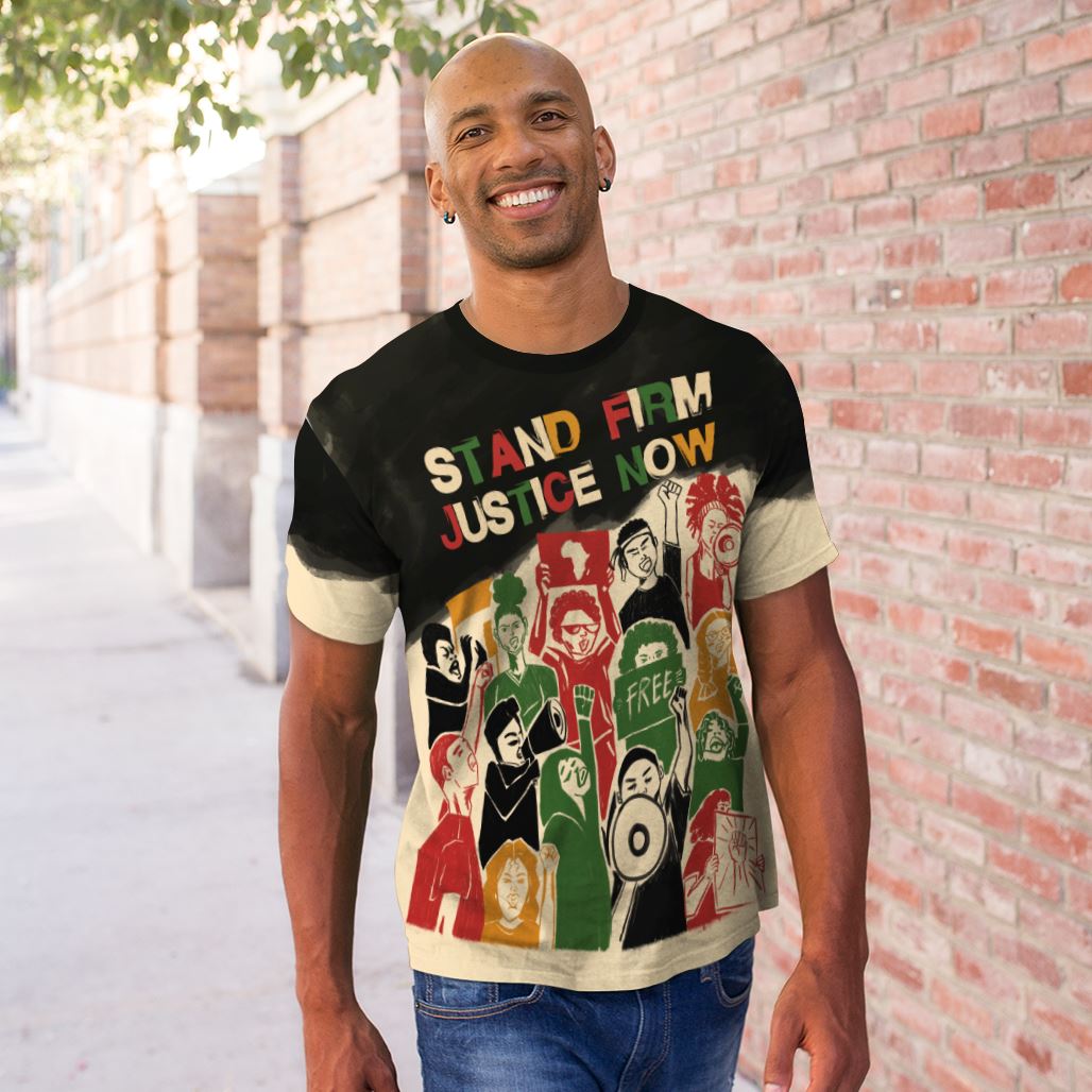 Stand Firm Justice Now T-shirt AOP Tee Tianci 