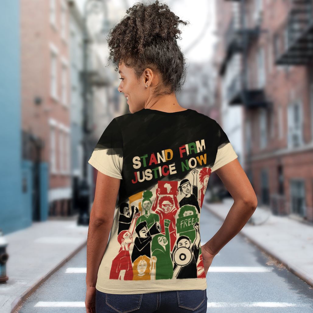 Stand Firm Justice Now T-shirt AOP Tee Tianci 