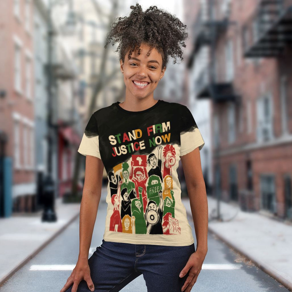 Stand Firm Justice Now T-shirt AOP Tee Tianci 