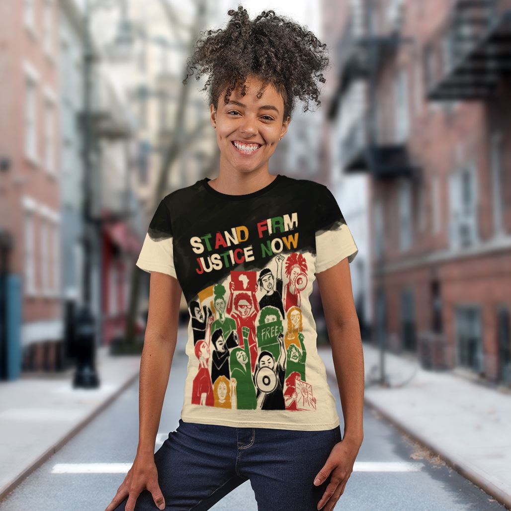 Stand Firm Justice Now T-shirt AOP Tee Tianci 