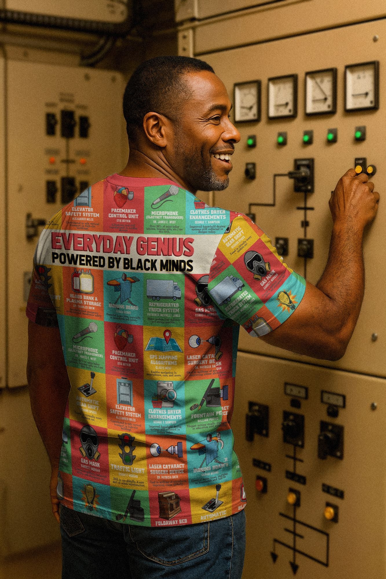 Everyday Genius Powered by Black Minds T-shirt AOP Tee Tianci 