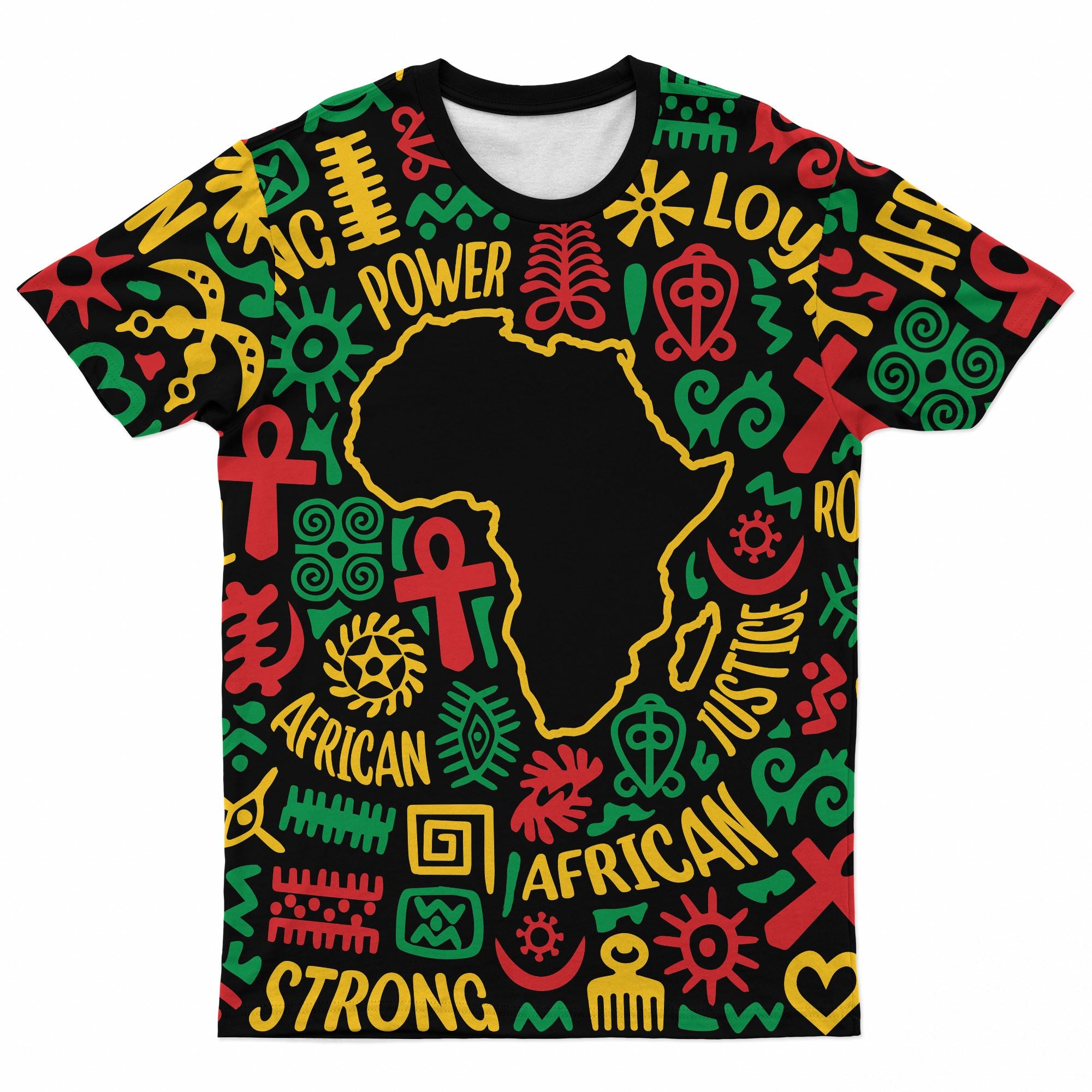 African Map Symbol T-shirt AOP Tee Tianci 